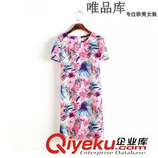 6.23 歐洲站 2015夏新款女裝復古印花棉綢吊墜喇叭袖大碼娃娃衫 連衣裙