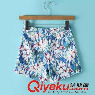 6.6-6.7 2015夏季新款歐美風棉麻拼接網紗套裝T恤+碎花短褲 女裝套裝原始圖片3