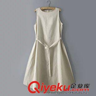 6.5 2015夏季女裝 棉麻連衣裙 文藝氣質無袖背心裙 裙子 廠家直銷原始圖片2