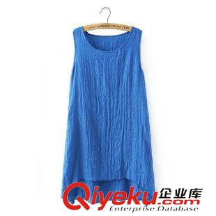 5.30-5.31 歐洲站 2015夏裝新款 歐美女裝 純色褶皺棉質背心短裙 連衣裙批發原始圖片2