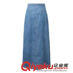 5.29 速賣通廠家直銷歐美dp廠家明星同款單排扣牛仔拖地長裙半身裙原始圖片3