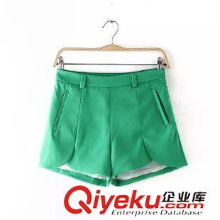 5.29 歐洲站 廠家直銷速賣通2015夏裝新款 歐美女裝 純色花瓣短褲原始圖片2