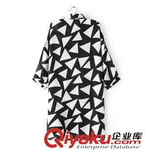 5.28 2015夏季新款女裝 大碼女裝 中長(zhǎng)款菱形印花中袖雪紡防曬衣原始圖片2