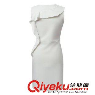 5.28 速賣通現貨 2015歐美風全智賢明星同款純色荷葉邊包臀性感連衣裙原始圖片3