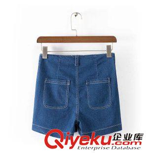 5.28 速賣通 廠家直銷2015新款 歐美女裝dp高腰包臀大口袋牛仔短褲女原始圖片3