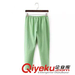 5.21 2015春秋裝新款棉麻糖果色松緊腰抽繩休閑小腳褲 長褲女批發(fā)原始圖片3