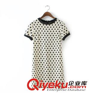 5.18 歐洲站 速賣通亞馬遜ebay2015歐美女裝提花短袖連衣裙 短裙原始圖片2