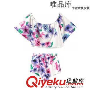 5.14 速賣通 歐美2015女裝夏季新款性感人棉印花無袖修身連體褲 短褲