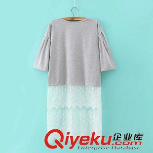 5.12 2015夏季新款韓版寬松手工花瓣美女拼接蕾絲短袖連衣裙 短裙批發(fā)原始圖片3
