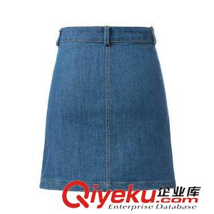 5.8 歐洲站 歐美2015春夏女裝新款修身雙口袋單排扣牛仔A字半身裙原始圖片3