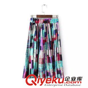 5.8 2015夏季新款韓版蕾絲無袖圓領(lǐng)上衣+印花半身長裙三件套裝原始圖片3