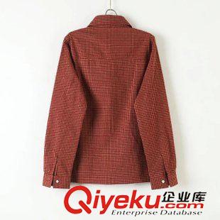 襯衫 2015秋裝新款襯衣批發(fā) 日韓文藝小清新小格子長(zhǎng)袖襯衫原始圖片3
