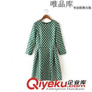 連衣裙 歐洲站2015秋裝新品修身顯瘦歐美風(fēng)提花桃心時(shí)尚氣質(zhì)蓬蓬連衣裙