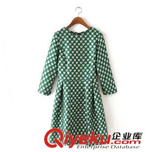 連衣裙 歐洲站2015秋裝新品修身顯瘦歐美風(fēng)提花桃心時(shí)尚氣質(zhì)蓬蓬連衣裙