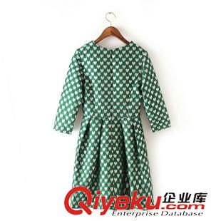連衣裙 歐洲站2015秋裝新品修身顯瘦歐美風(fēng)提花桃心時(shí)尚氣質(zhì)蓬蓬連衣裙