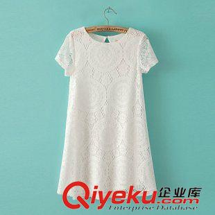 蕾絲裙 2014春夏新品歐美風(fēng)萬花筒蕾絲短袖連衣裙大擺裙寬松裙女裝批發(fā)