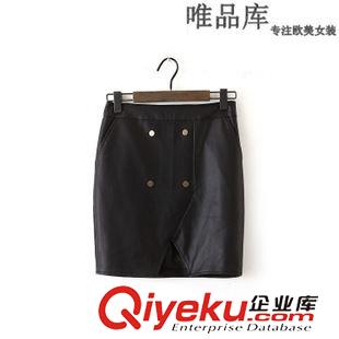皮裙 現(xiàn)貨批發(fā)歐美2015秋裝新款女裝 修身顯瘦包臀短裙PU皮裙半身裙