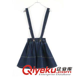 背帶裙 歐洲站 時尚韓版2015夏季新款牛仔背帶裙水洗牛仔百褶短裙原始圖片2