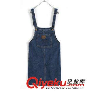 背帶裙 2015新款韓版時(shí)尚口袋顯瘦學(xué)生牛仔背帶裙 連衣裙 短裙原始圖片2