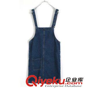 背帶裙 2015新款韓版時(shí)尚口袋顯瘦學(xué)生牛仔背帶裙 連衣裙 短裙原始圖片3