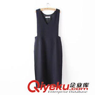背帶裙 爆款女神范2015春夏女裝新款韓國東大門純色V領(lǐng)背帶連衣裙