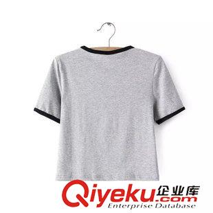短袖 速賣通貨源2015夏季新款歐美女裝外星人印花露臍短款短袖T恤原始圖片3