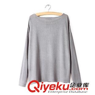 長袖 唯品庫 2014秋季歐美風新品套頭印花針織長袖T恤 女式 t恤衫 批發(fā)原始圖片2