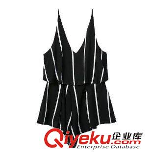 連體.背帶褲 速賣通 歐洲站2015夏季新款歐美風(fēng)人棉條紋連體短褲 女原始圖片2