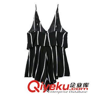 連體.背帶褲 速賣通 歐洲站2015夏季新款歐美風(fēng)人棉條紋連體短褲 女原始圖片3