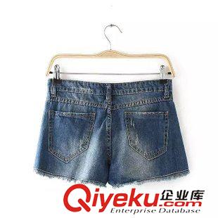 短褲 歐洲站 夏裝新款 歐美女裝 鉚釘裝飾時尚中腰牛仔短褲原始圖片3
