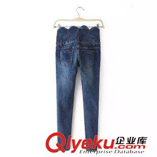 牛仔褲 歐洲站 2015秋裝新品歐美女裝 花邊四?？鄹哐Ｗ醒?小腳褲子女原始圖片3