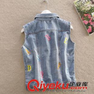馬甲 2015秋裝新款 韓版女裝 潮人牛仔字母刺繡修身牛仔馬甲 馬夾潮原始圖片2