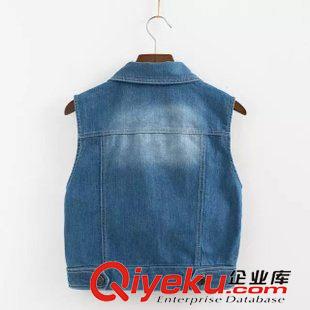 馬甲 歐美2015秋裝新款女裝外套 dp修身做舊多口袋拉鏈飾牛仔馬甲原始圖片3