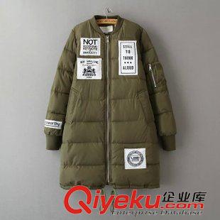 棉衣 2015冬季新品韓版棉服加厚保暖時尚A字貼布中長款棒球服棉衣大碼原始圖片2