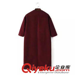 呢子大衣 風衣 2015秋冬新品女士呢子外套中長款復古七分袖毛呢大衣批發(fā)原始圖片3