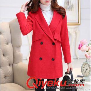 毛呢外套新品 2015秋冬新款中長款毛呢外套女 新款韓版呢子大衣原始圖片3