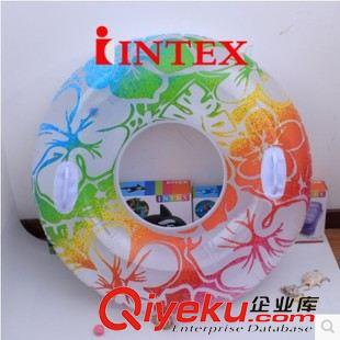 泳圈 zpINTEX58263花色透明充氣浮圈成人大號泳圈加厚抽象圖案救生圈