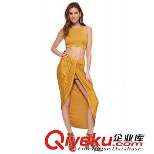 11111111 ebay速賣通熱賣歐美不對(duì)稱兩件套露腿性感繃帶連衣裙
