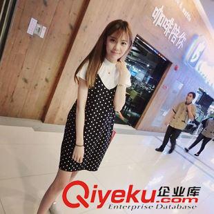套裝 2015夏季新款韓版兩件套吊帶連衣裙小清新棉波點短袖女裝優(yōu)雅漂亮原始圖片3