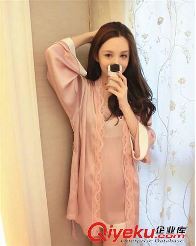 套裝 gd絲綢吊帶家居服兩件套蕾絲花邊冰絲吊帶睡裙套裝送布袋女裝潮原始圖片3