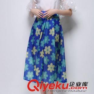 5月歐美新款 歐洲站2015夏季新款時尚印花半身裙明星氣質(zhì)蓬蓬長裙