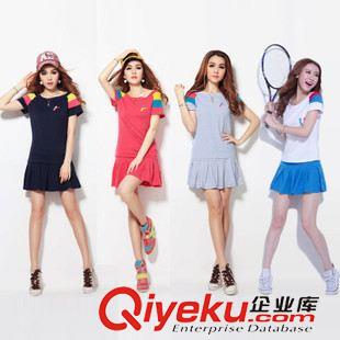 5月休閑套裝 2015夏裝時尚大碼運動套裝休閑網球裙防走光拼色休閑套裝包郵原始圖片2