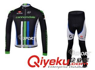 抓绒长袖套装骑行服 新款cannondale黑绿色长袖套装骑行服山地自行车户外速干服装