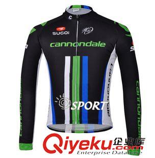 抓绒长袖套装骑行服 新款cannondale黑绿色长袖套装骑行服山地自行车户外速干服装