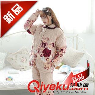 超柔夾棉/法蘭絨夾棉/貝貝絨夾棉 2015新款冬季睡衣女款加厚超柔夾棉睡衣保暖時尚可愛卡通家居服原始圖片3