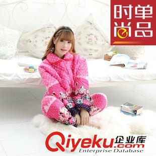 超柔夾棉/法蘭絨夾棉/貝貝絨夾棉 2015{zx1}款睡衣女士長袖長褲冬季超柔夾棉居家服冬季加厚廠家直銷