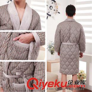 男款 2014冬季新款超柔珊瑚絨男士簡約保暖夾棉家居服睡袍多字母批發(fā)原始圖片2