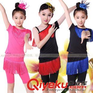 短袖/無袖系列 國際標準舞  比賽服少兒拉丁演出服  套裝帶燙鉆 女童系帶露背裝