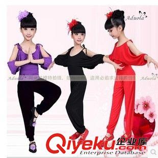 褲子系列 阿朵拉新款女童拉丁練習套裝少兒舞蹈培訓服全棉練功服七分袖系帶原始圖片3