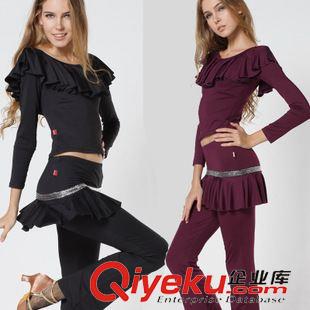 成人舞蹈服 長(zhǎng)袖廣場(chǎng)舞 拉丁舞蹈套裝 牛奶絲舞蹈套裝2015春季新款廠家批發(fā)原始圖片2